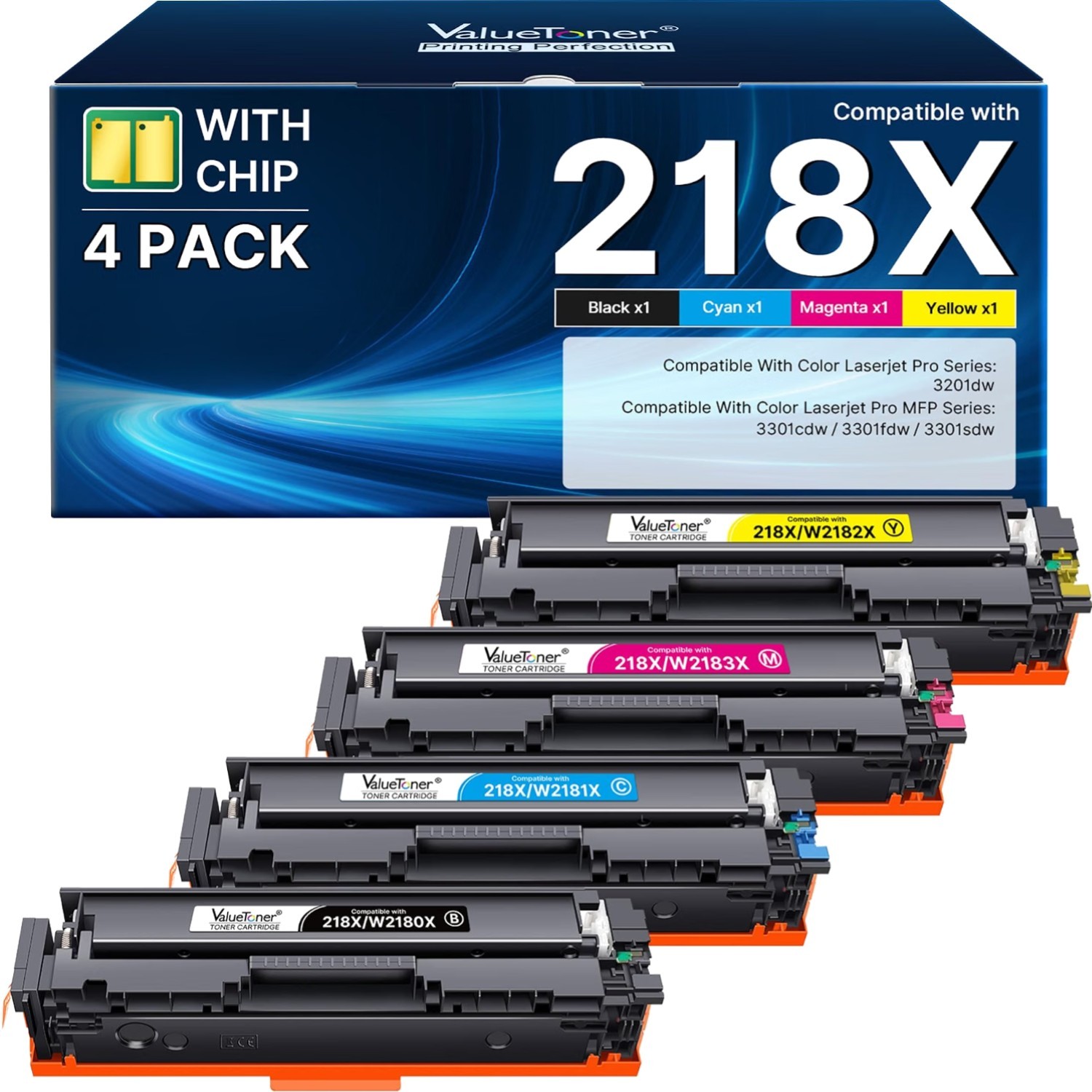 Valuetoner 218X Compatible Toner Cartridge 4 Pack High Yield For HP