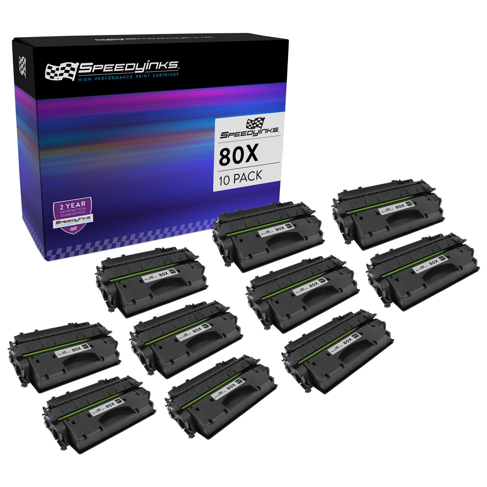 SPEEDYINKS Replacement HP 80X Toner Cartridge CF280X High Yield (Black, 10-Pack)