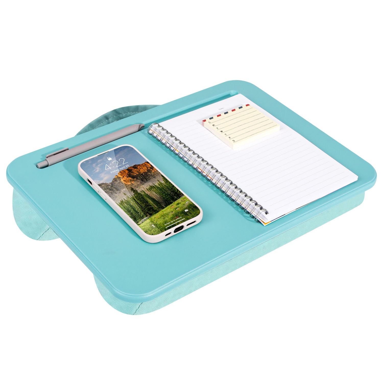 LAPGEAR Compact Lap Desk – Fits Up to 14″ Laptops – Aqua Sky – Style No. 43109