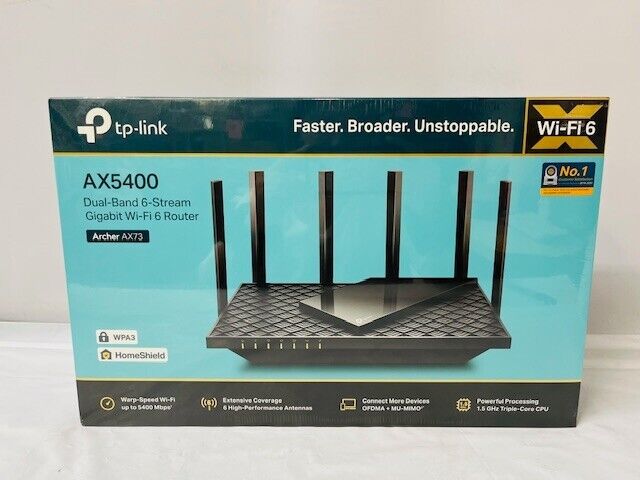 tp-link Archer AX73 Dual-Band 6 Stream Gigabit Wi-Fi 6 Router AX5400- NEW/SEALED