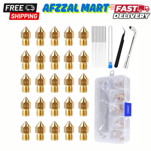 25PCS MK8 Ender 3 V2 Nozzles 0.4MM, 3D Printer Brass Hotend Nozzles with DIY Too