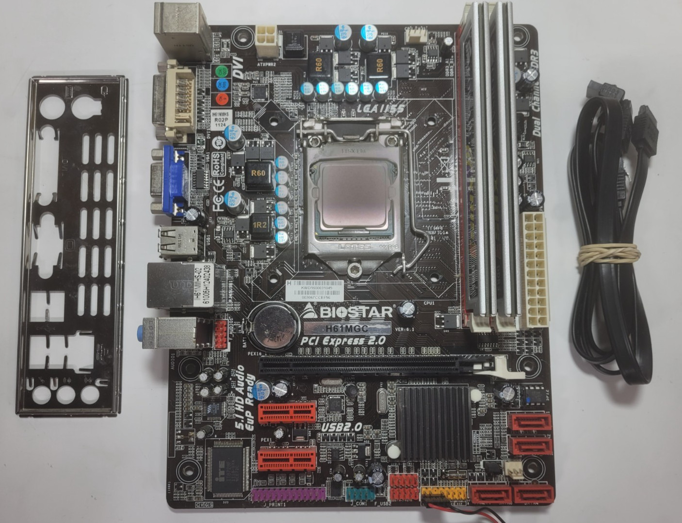 BIOSTAR H61MGC Motherboard Core I5-3570 4GB RAM, IO Shield # 2108