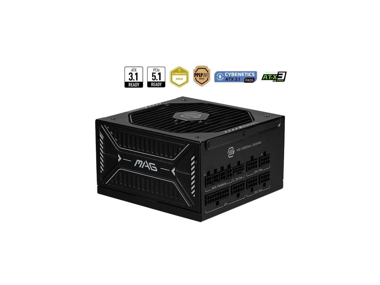 MSI MAGA850GLSPCIE5 MAG A850GLS PCIe 5.1 Fully Modular Power Supply 850W