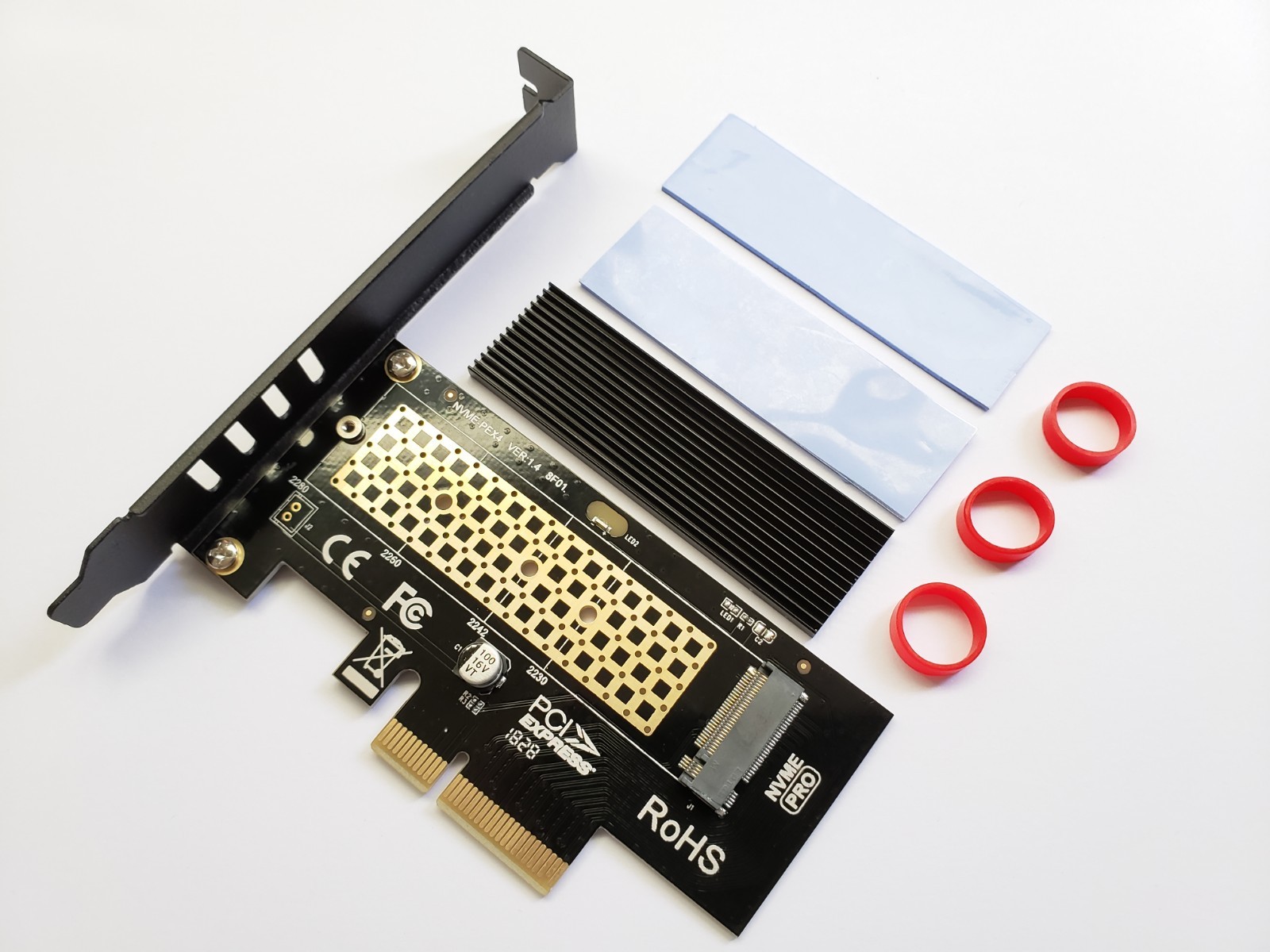M.2 NVME 2280 SSD to PCIe PCI Express 4.0 x4 Convertor Adapter Card + Heatsink