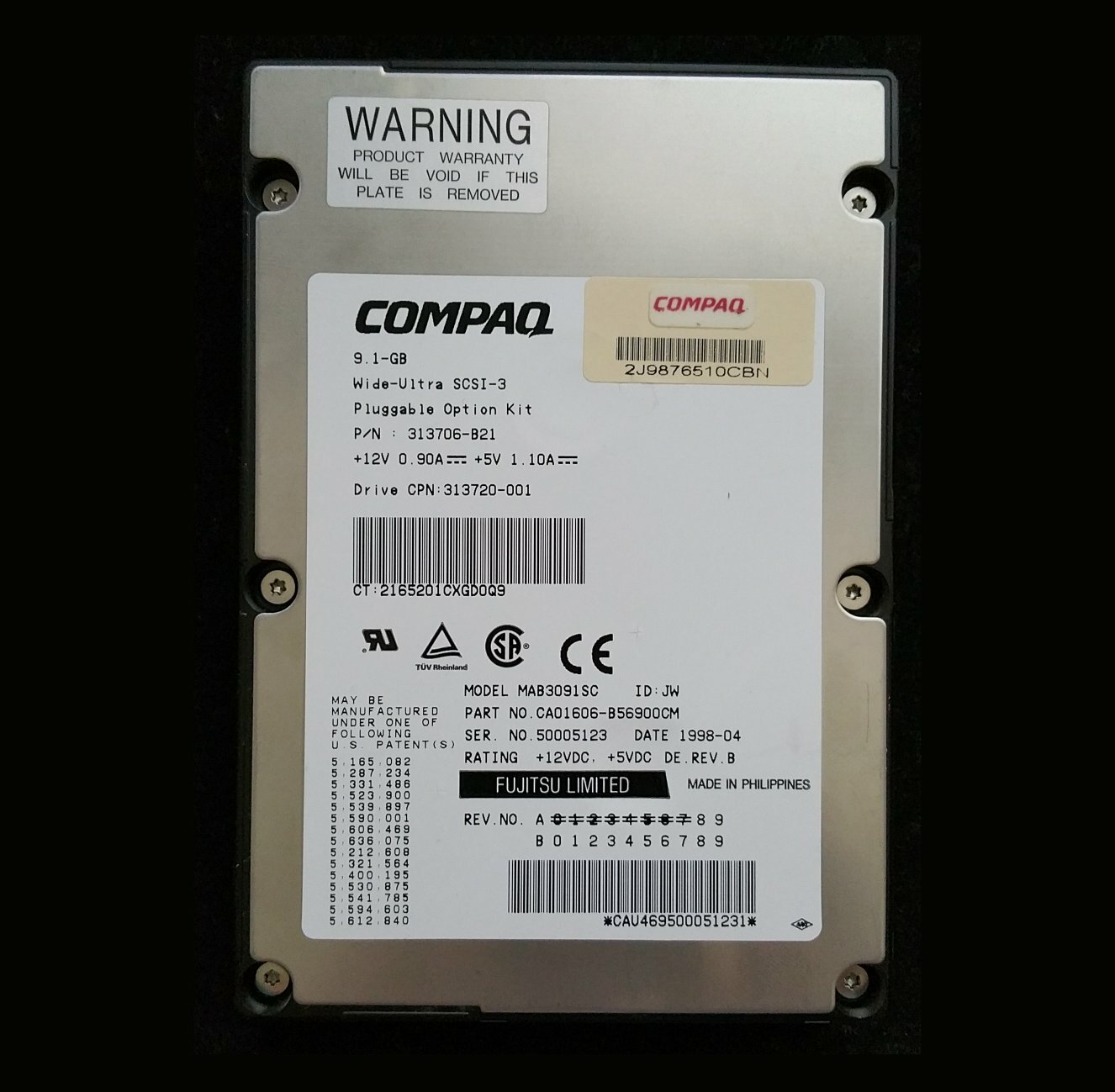 Compaq 313706-B21 313720-001 9.1Gb Wide-Ultra SCSI-3 80 Pin HDD (45T3)