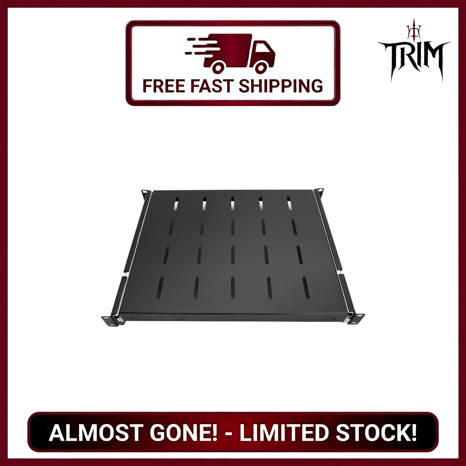 Sliding Rack Server Shelf 1U 19'' 4 Post Adjustable 15-22 in Cold Rolled Steel