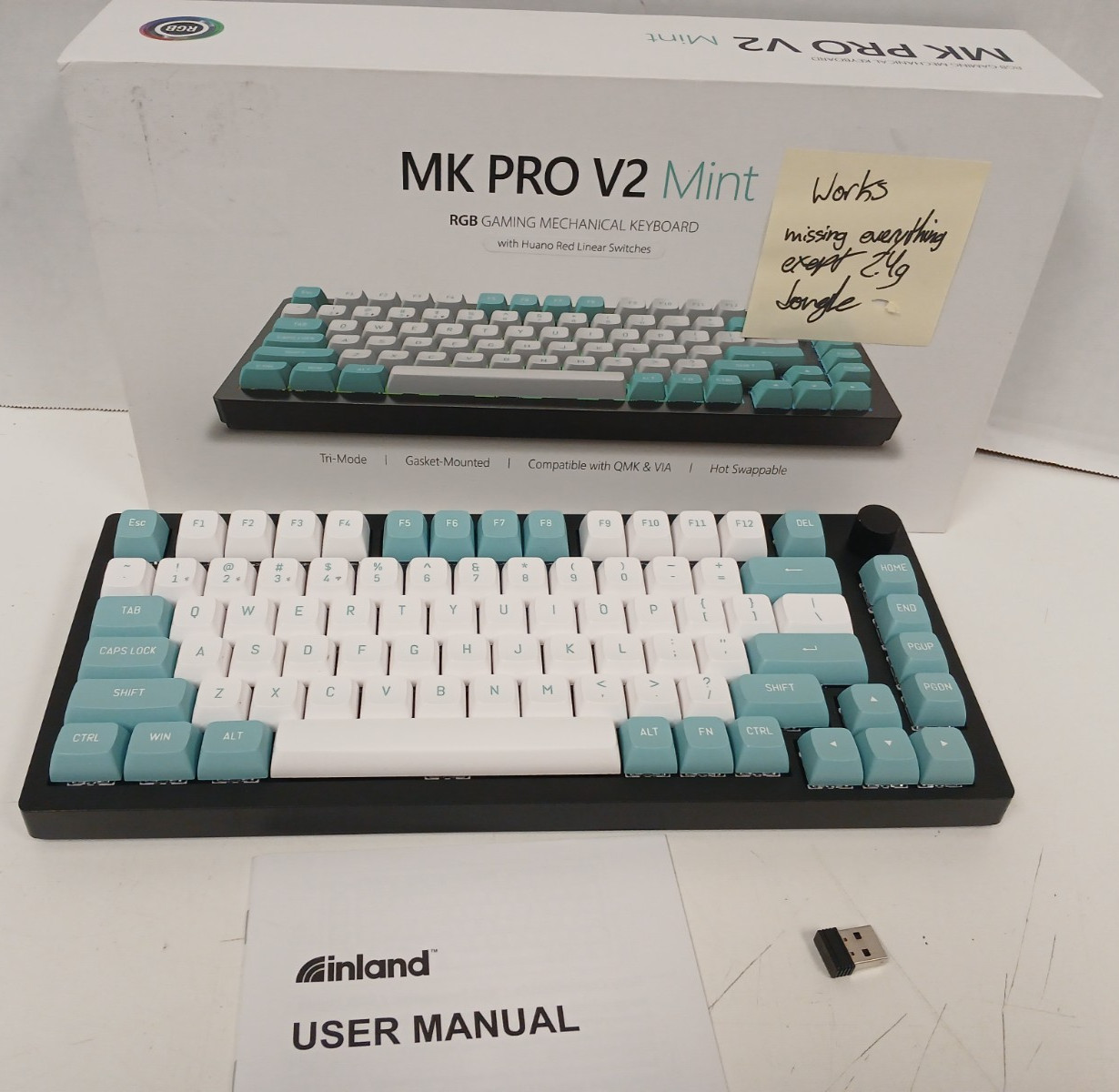 Inland MK Pro V2 Mint RGB Mechanical Gaming Keyboard, Red Linear Switches  *READ