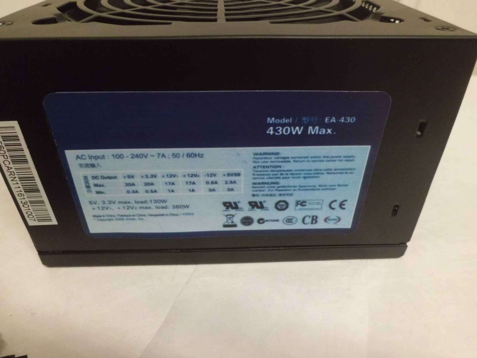 EA-430 80 plus 30W ATX Power Supply - NEW