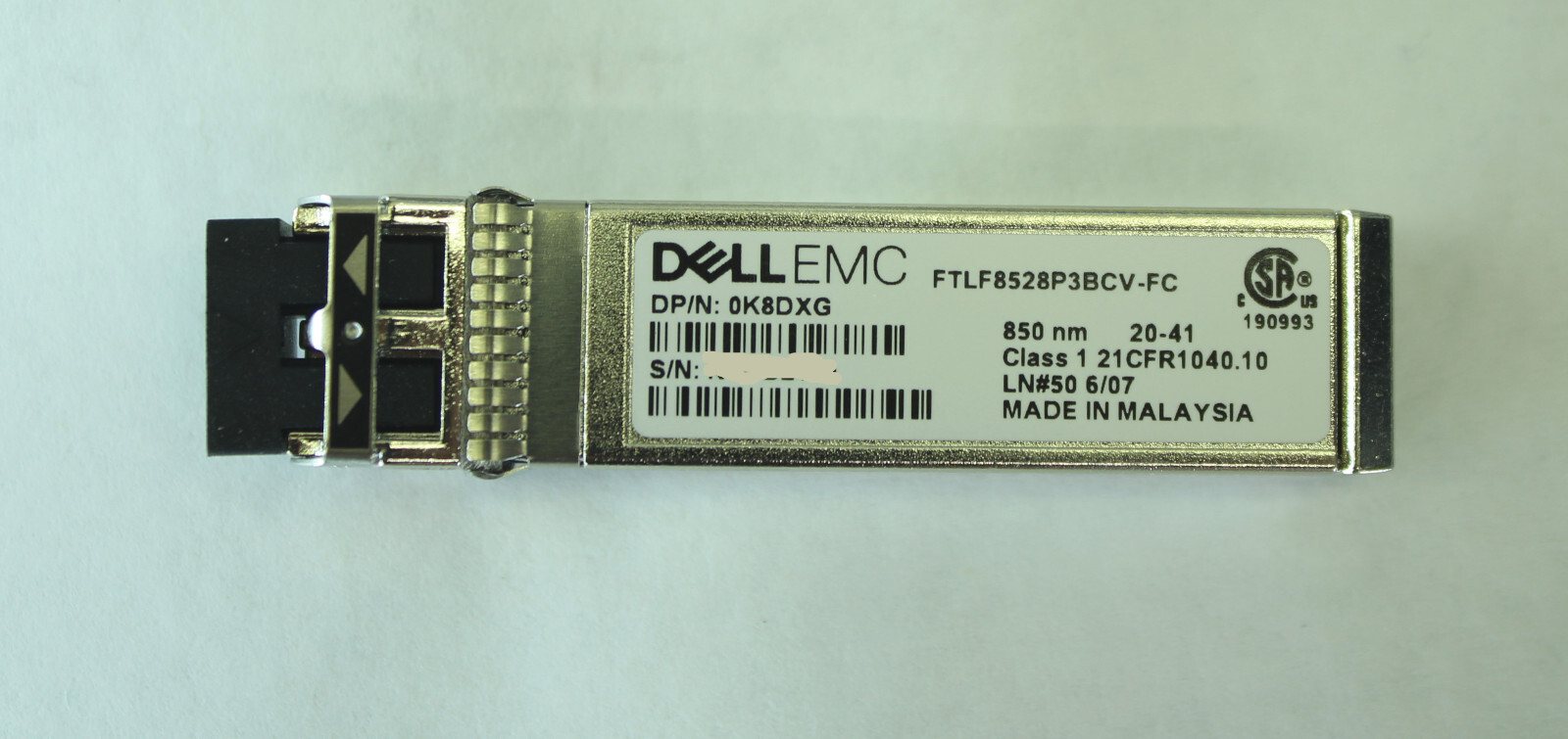 Dell 8Gb SFP+ FTLF8528P3BCV-FC 850nm 20-41 Optical Transceiver 0K8DXG