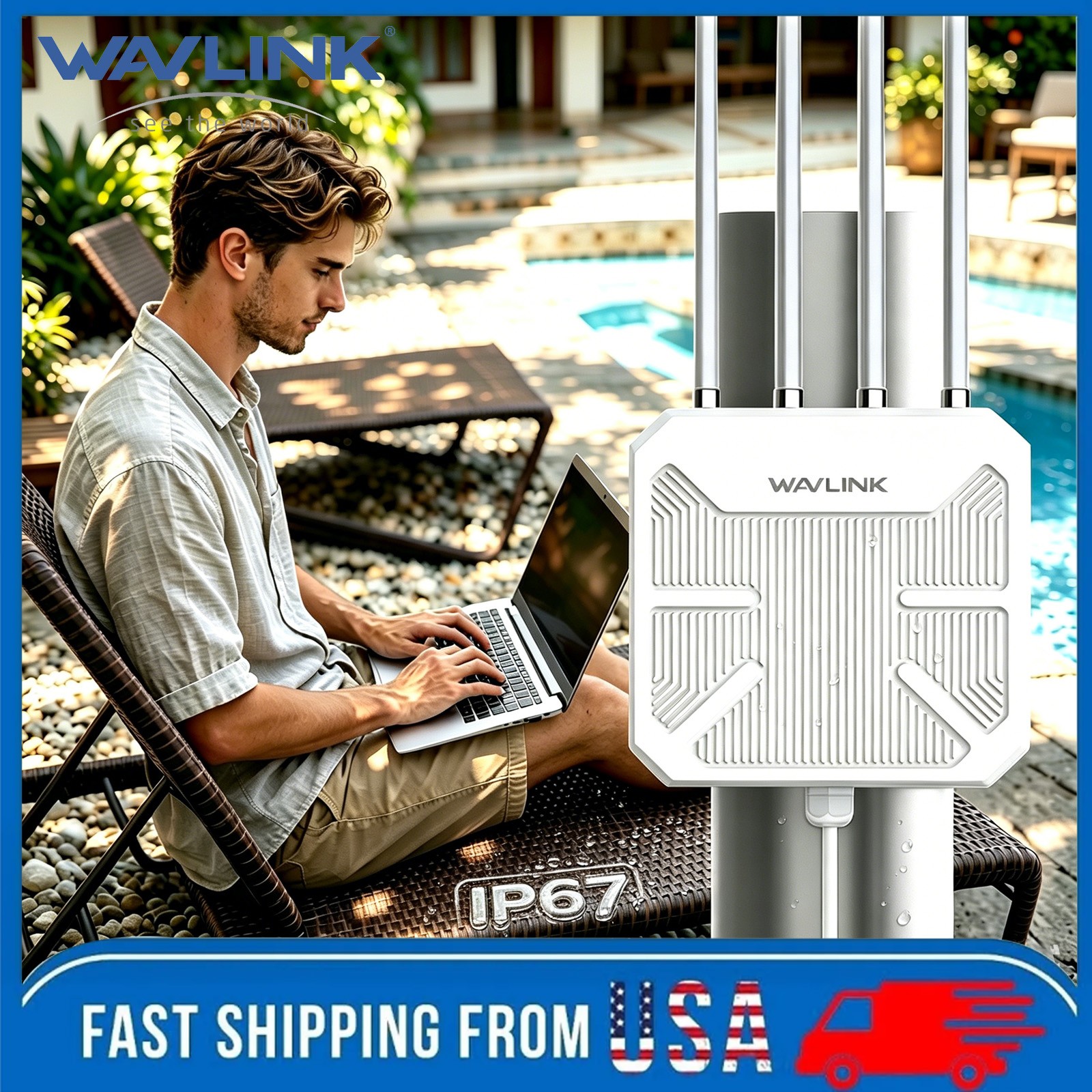 WAVLINK 2026 AX1800 0utdoor WiFi 6 Extender Long Range AP UP to 256 Devices