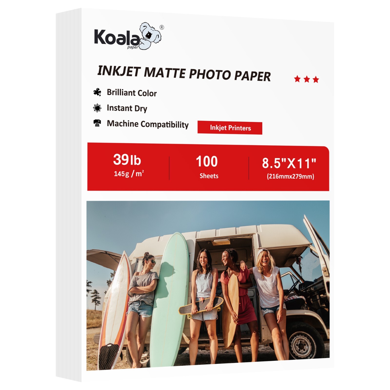 Lot Koala Matte Photo Paper 8.5x11 100PK 145g 39lb for Inkjet + Laser Printers