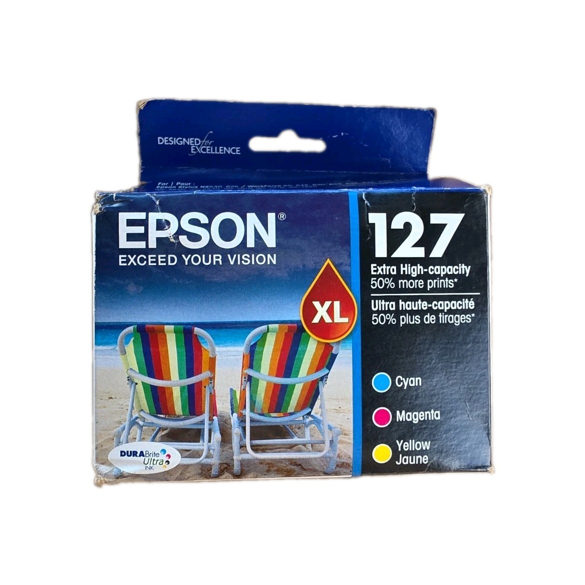 Genuine Epson 127 XL Tri-Color Cyan/Magenta/Yellow Ink - Best By 02/2020 Sealed
