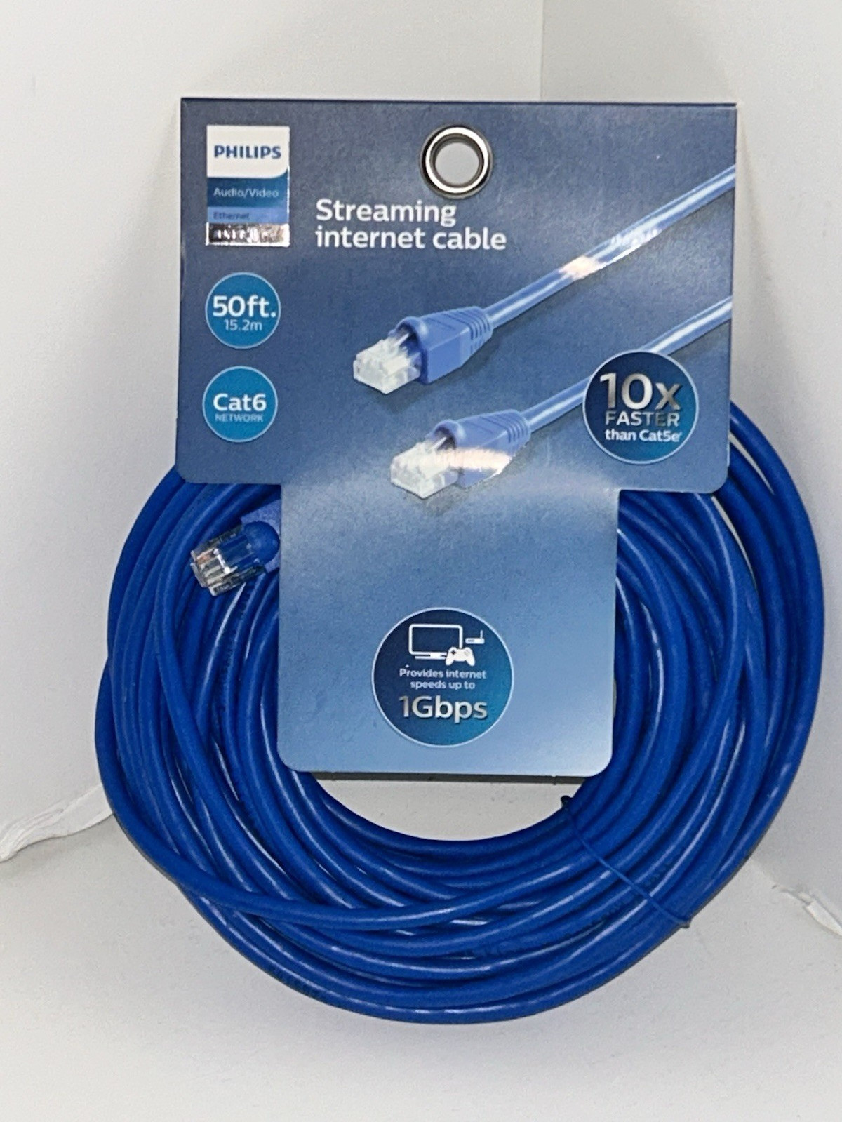 Philips Cat6 RJ-45 to RJ-45 Ethernet Cable 50 ft Blue Round SWN7118A/27