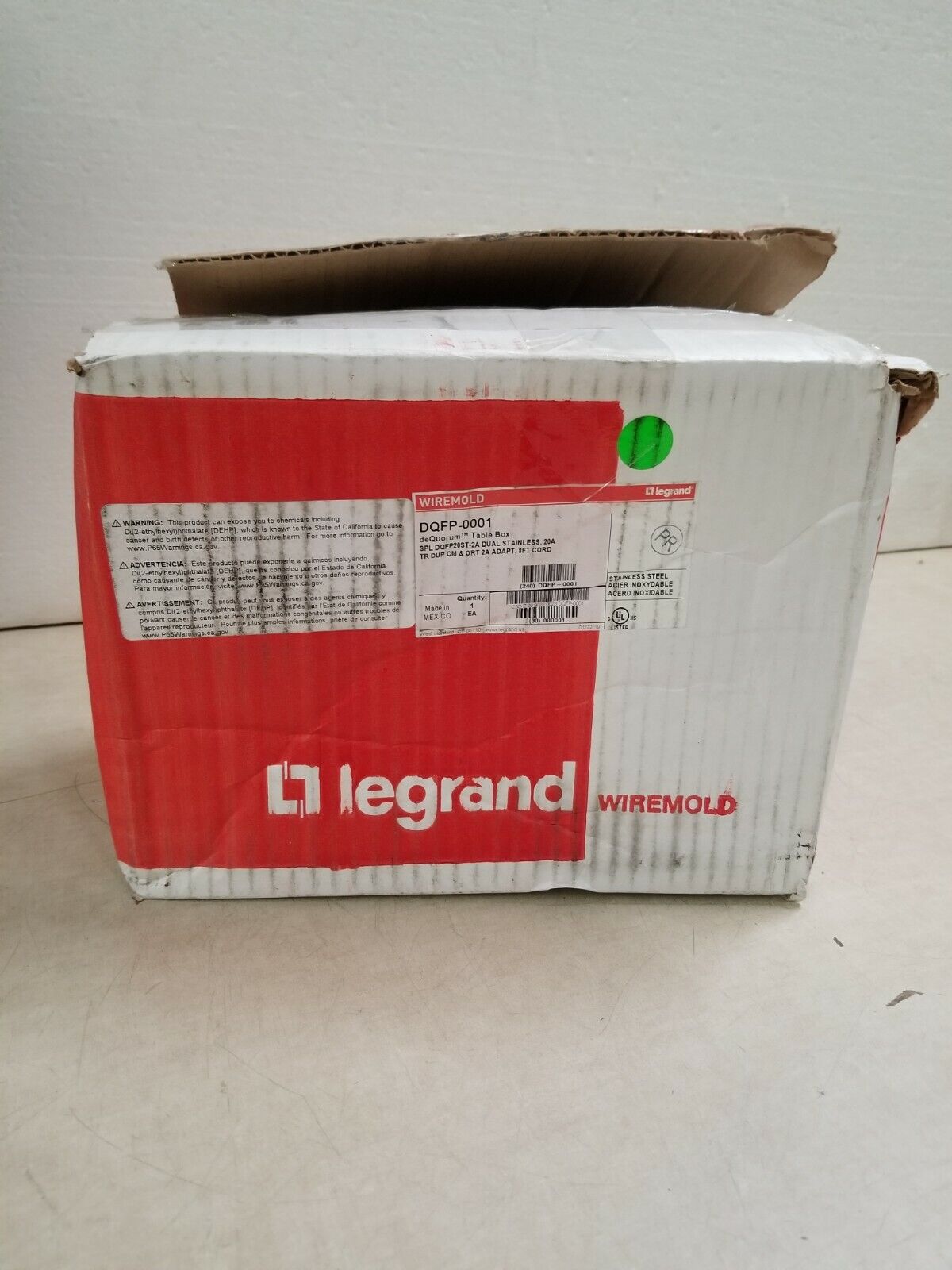 Legrand Wiremold dQuorum Table Box 20A 8Ft Cord (DQFP-0001)