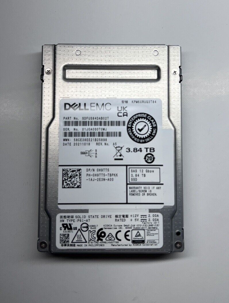 Dell / Kioxia - 3.84TB TLC SAS 12Gb/S 2.5-Inch Solid State Drive DP/N: 0H9TT5