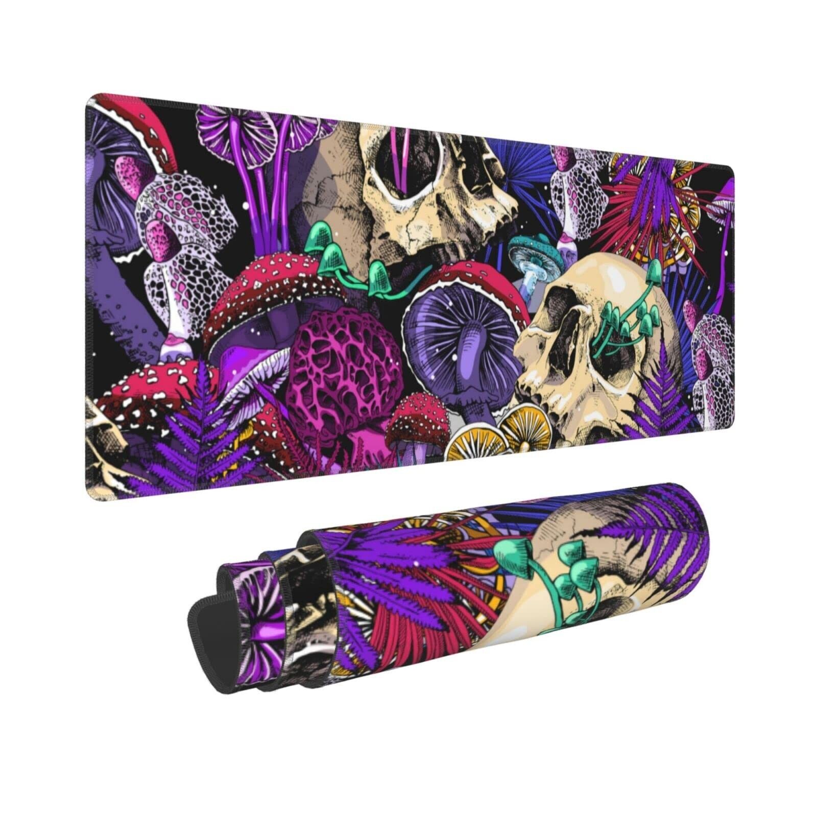 Psychedelic Mushrooms Cute Skull XXL XL Large Gaming Mouse Pad for Desk, Non-...
