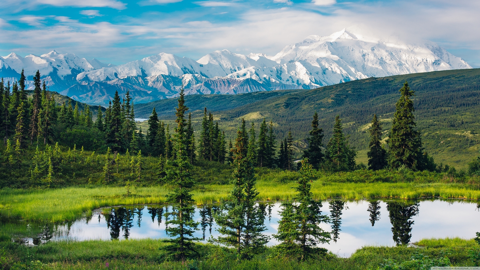 Landscape alaska nature mountains water reflection Custom Gaming Mat Desk