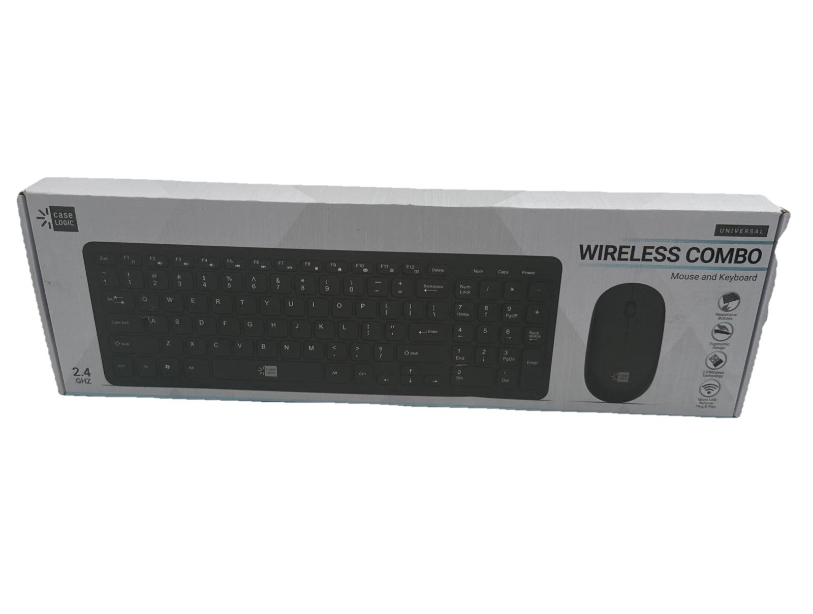Case Logic Wireless Combo- Keyboard & Mouse - 2.4GHZ Black Slim Profile 