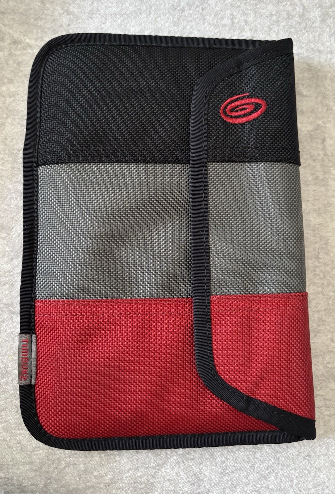 Timbuk2 Padded Tablet Sleeve Case Red Gray Black Secure Flap Closure Organizer