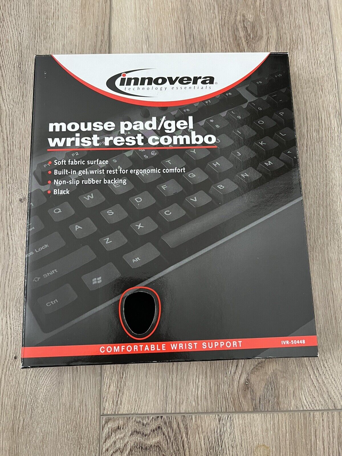 Innovera Mouse Pad w/ Fabric-Covered Gel Wrist Rest 10.37x8.87 Blk IVR50448 New