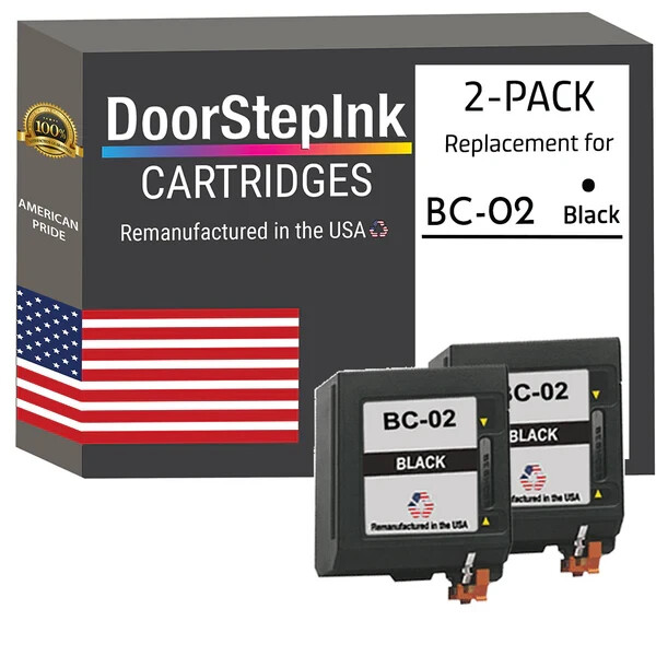 DoorStepInk Compatible Ink Cartridges for Canon BC-02 Black Twin Pack-USA