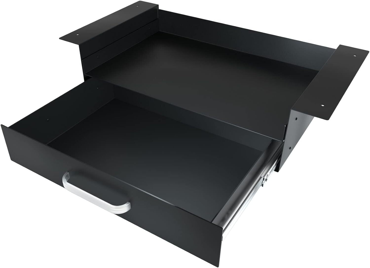 GOME Under Desk Drawer Storage with Laptop/Book/Folders Shelf, Black, BLACK 