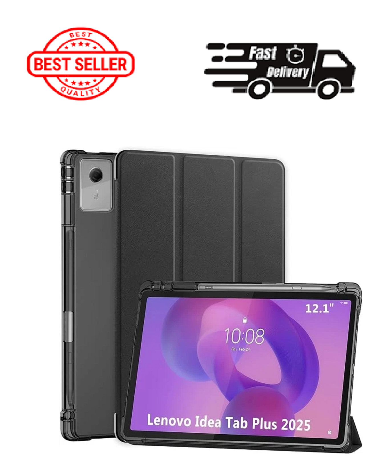Case for Lenovo Idea Tab Plus 12.1 Inch, Slim Light Cover with Trifold Stand