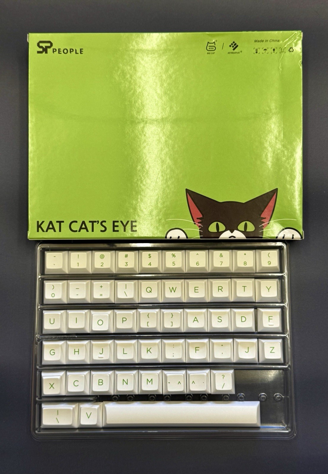 New Kat Cat's Eye Keycap Set Alphas Lights White for Mechanical Keyboard