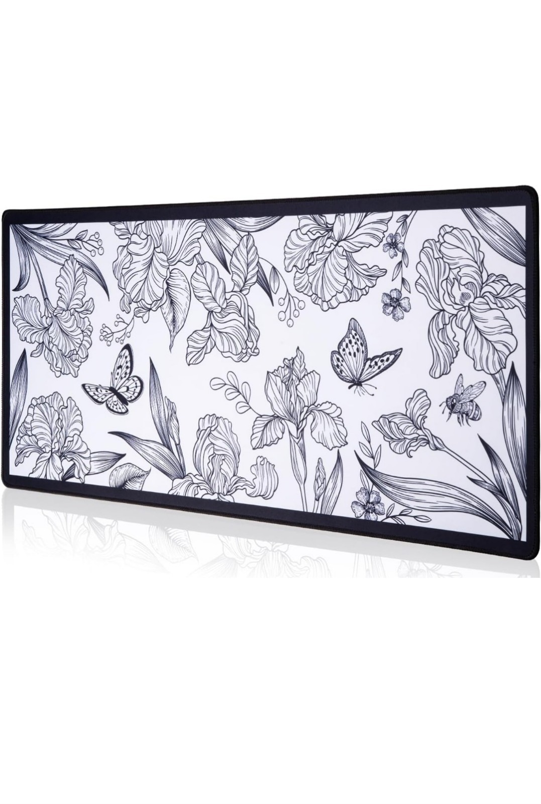 Dizzy Balloon Large Black Extended Mouse Pad, Beautiful Flower Plants.