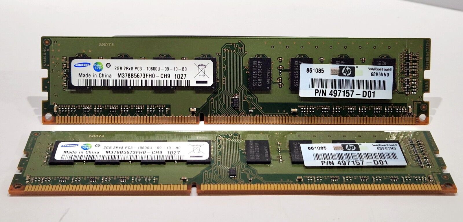 SAMSUNG 4GB (2X2GB) M378B5673FH0 CH9 PC3-10600U-09-10-B0 2Rx8 DDR3-1333MHz