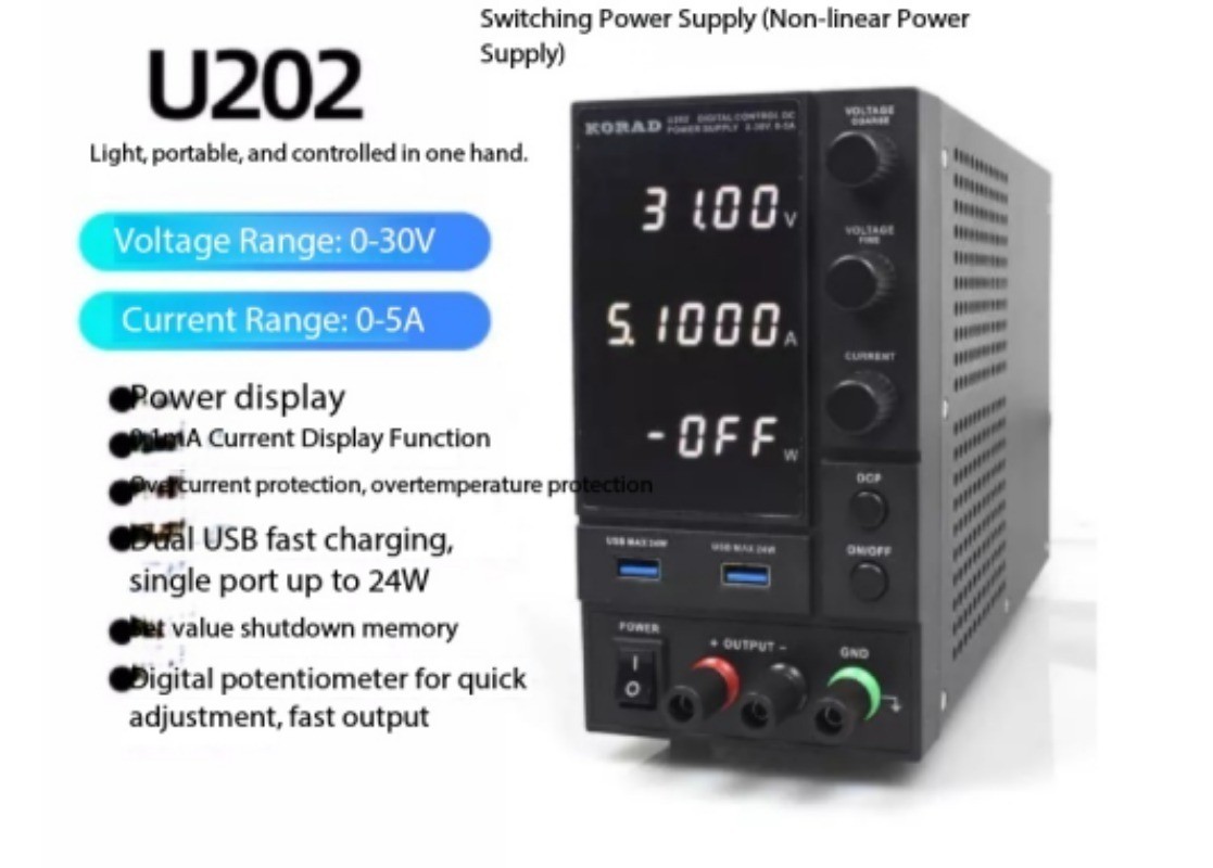 Programmable Linear DC Adjustable Regulated Power Supply with Three DC Outputs