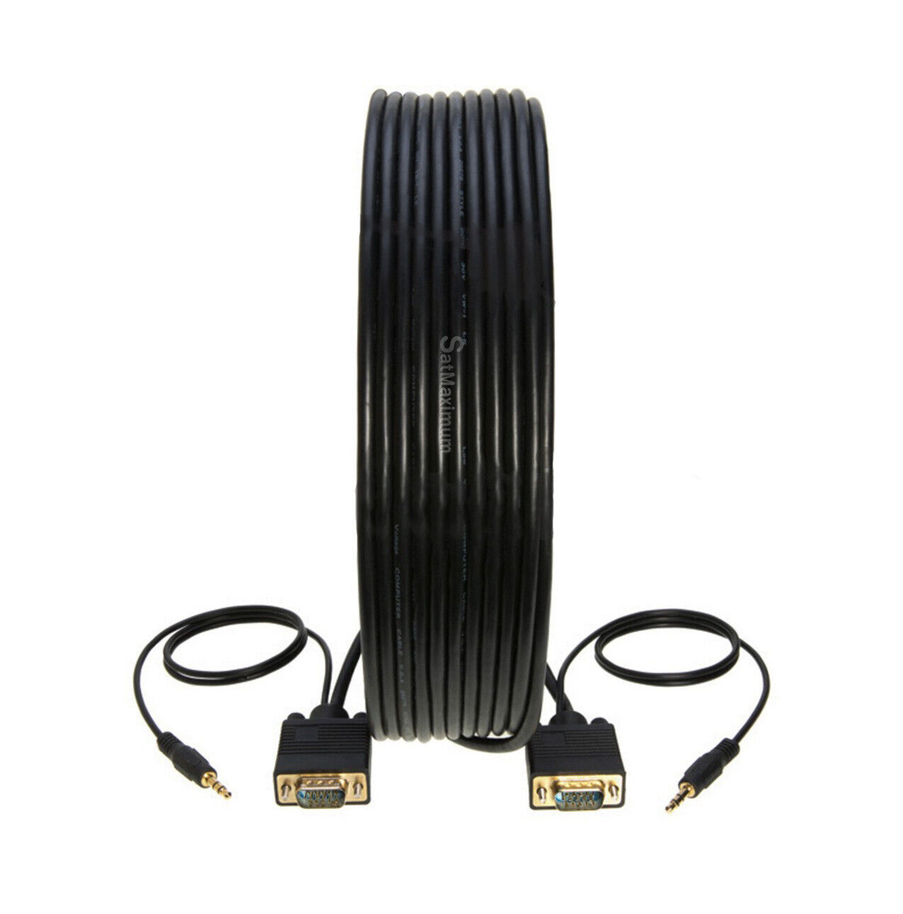 50FT VGA/SVGA 15 PIN M/M Cable With 3.5MM AUDIO Cord For Monitor HDTV Video