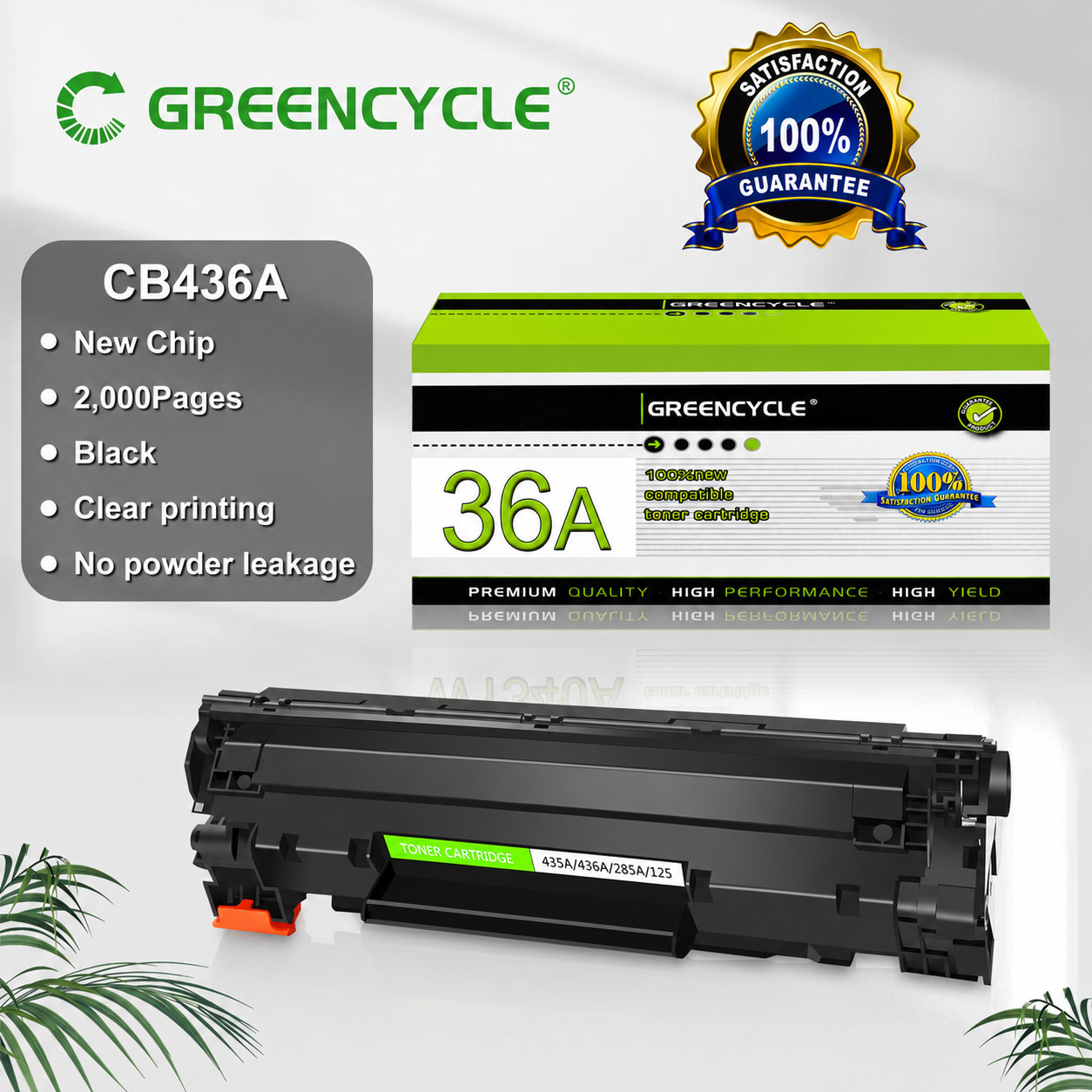 1PK CB436A 36A Toner Cartridge Compatible For HP 36A LaserJet P1505N M1522N MFP