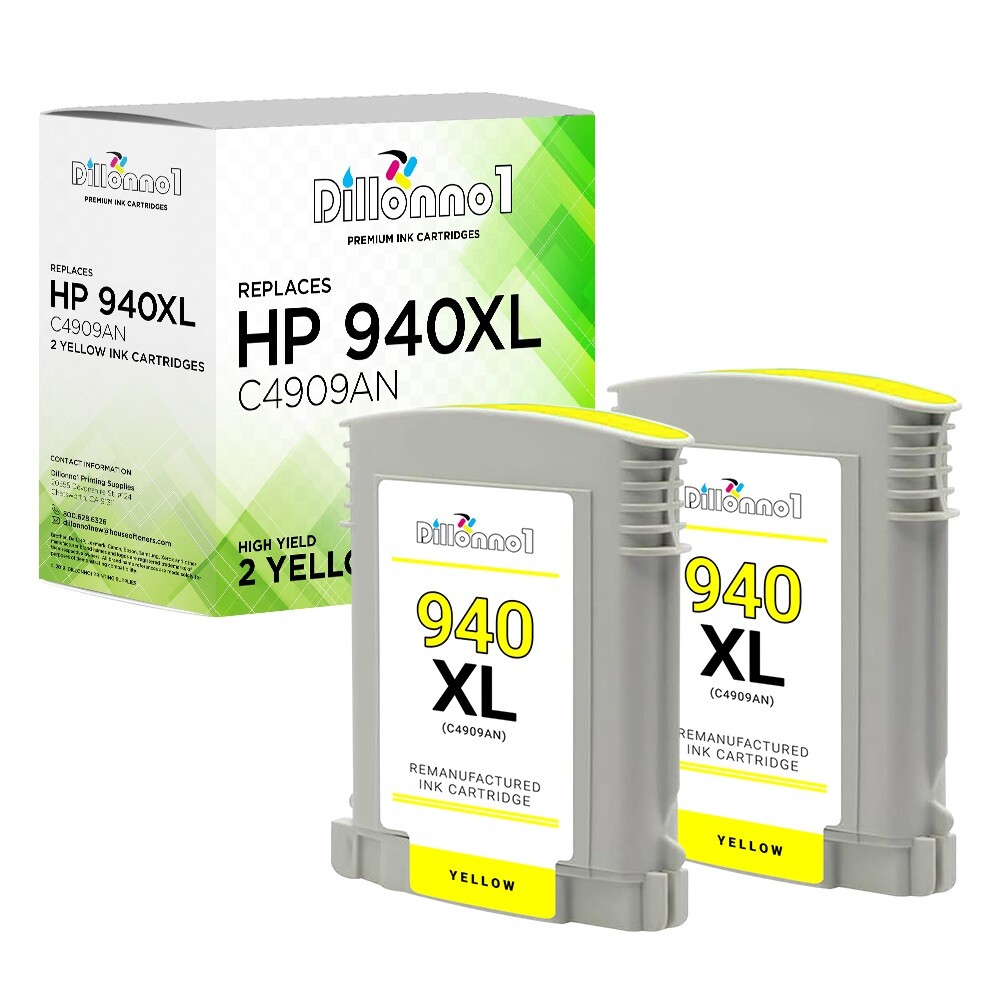 2PK Compatible With HP 940XL Yellow Ink Cartridge for HP OfficeJet 8000 8500