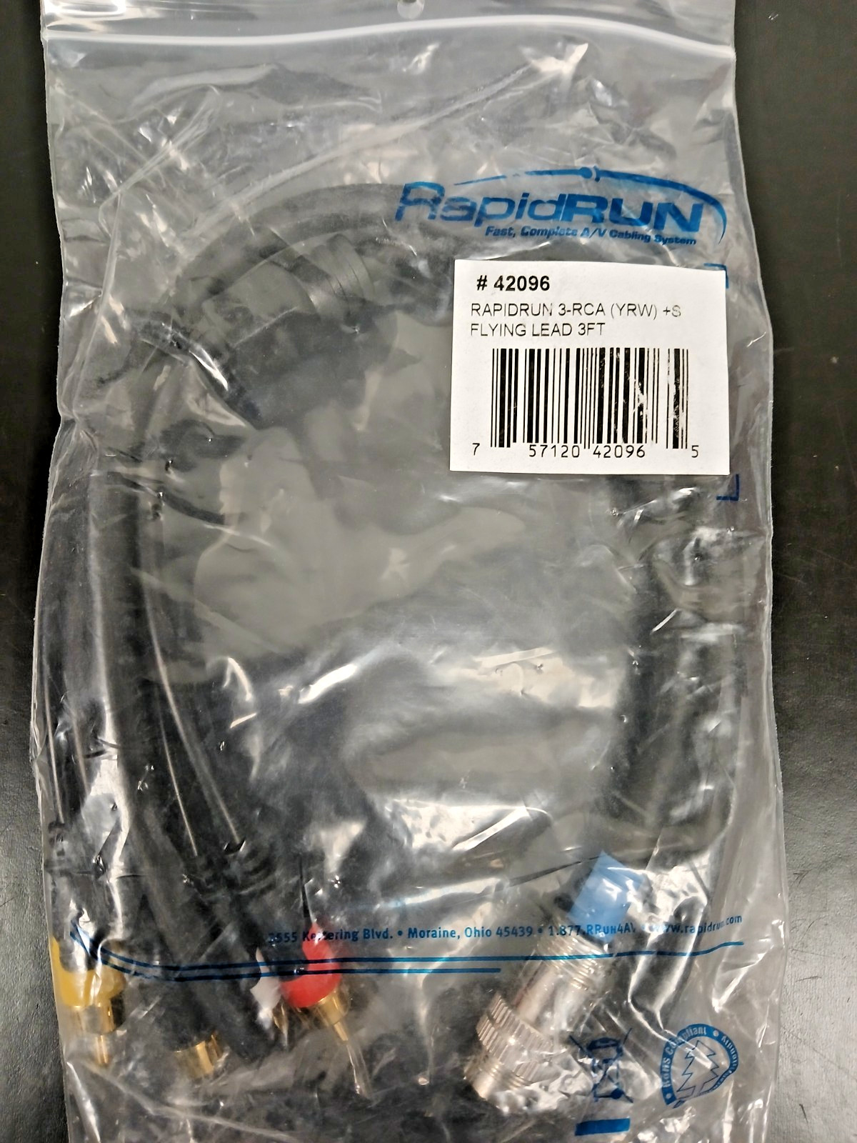 RAPID RUN Cable  3-RCA (YRW)+S 3Ft. Part# 42096