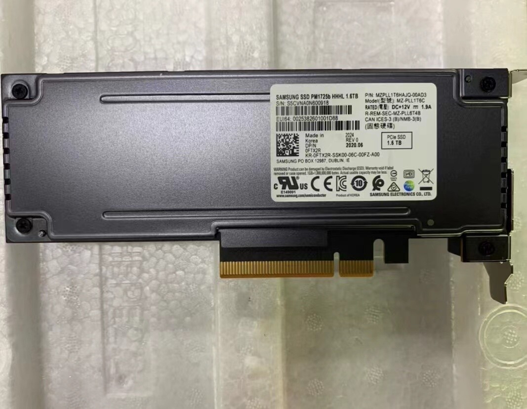1.6TB SSD compatible SAMSUNG PCIE PM1725b MZ-PLL1T6C MZPL1T6HAJQ-00AD3 0FTX2R 