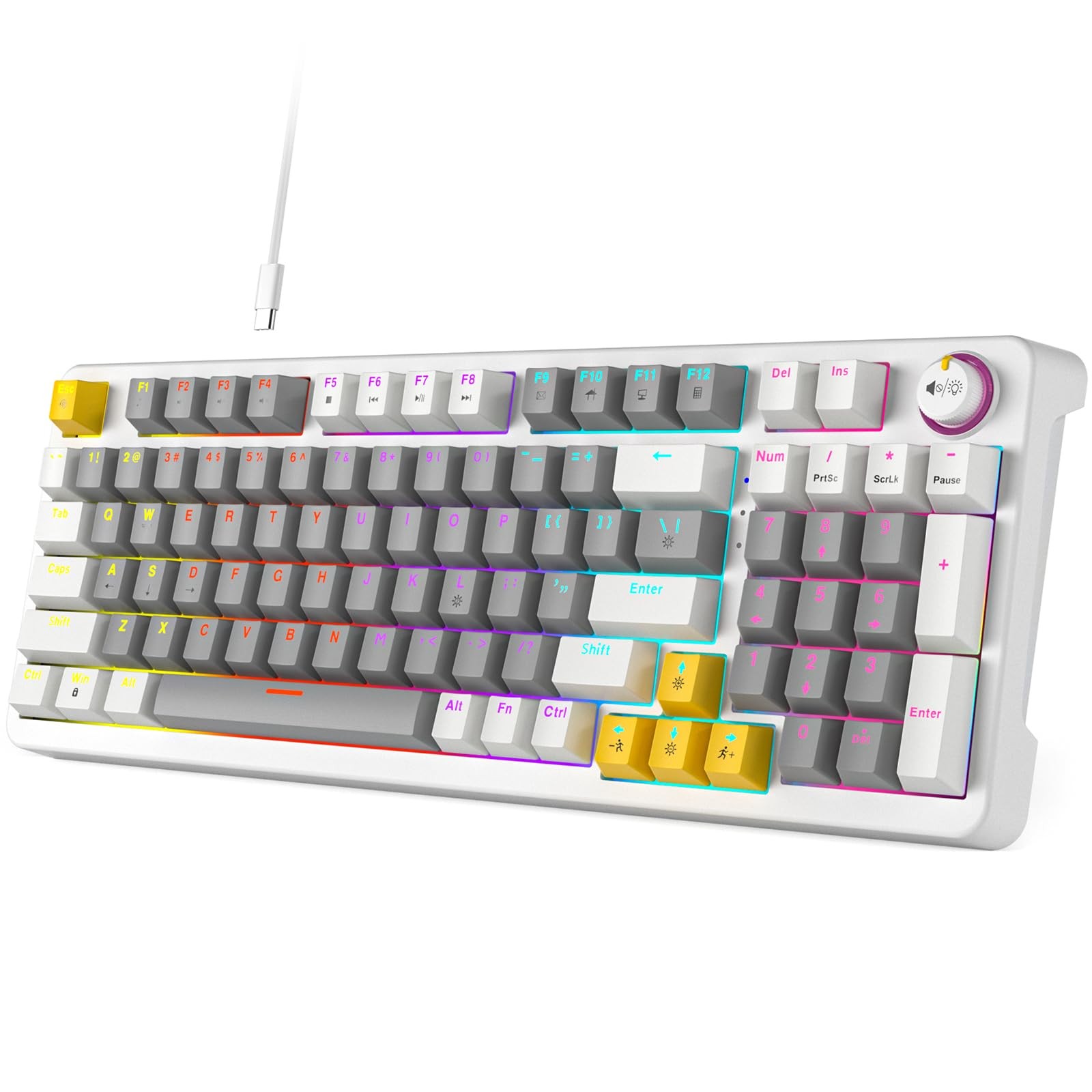 AK96 Smart Mechanical Keyboard Gaming, 96 Keys Full Size with LED Colorful
