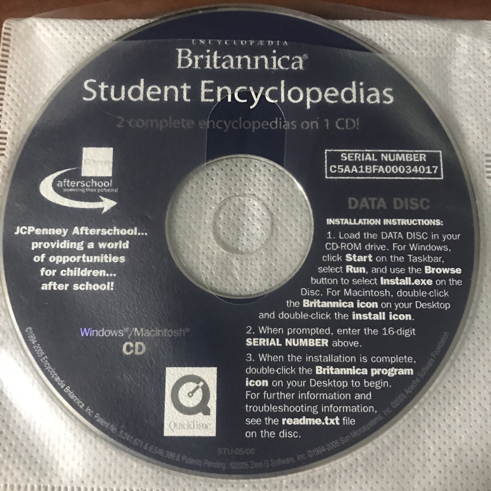 Encyclopedia Britannica 2005 Student Edition CD-ROM Two Complete Encyclopedias
