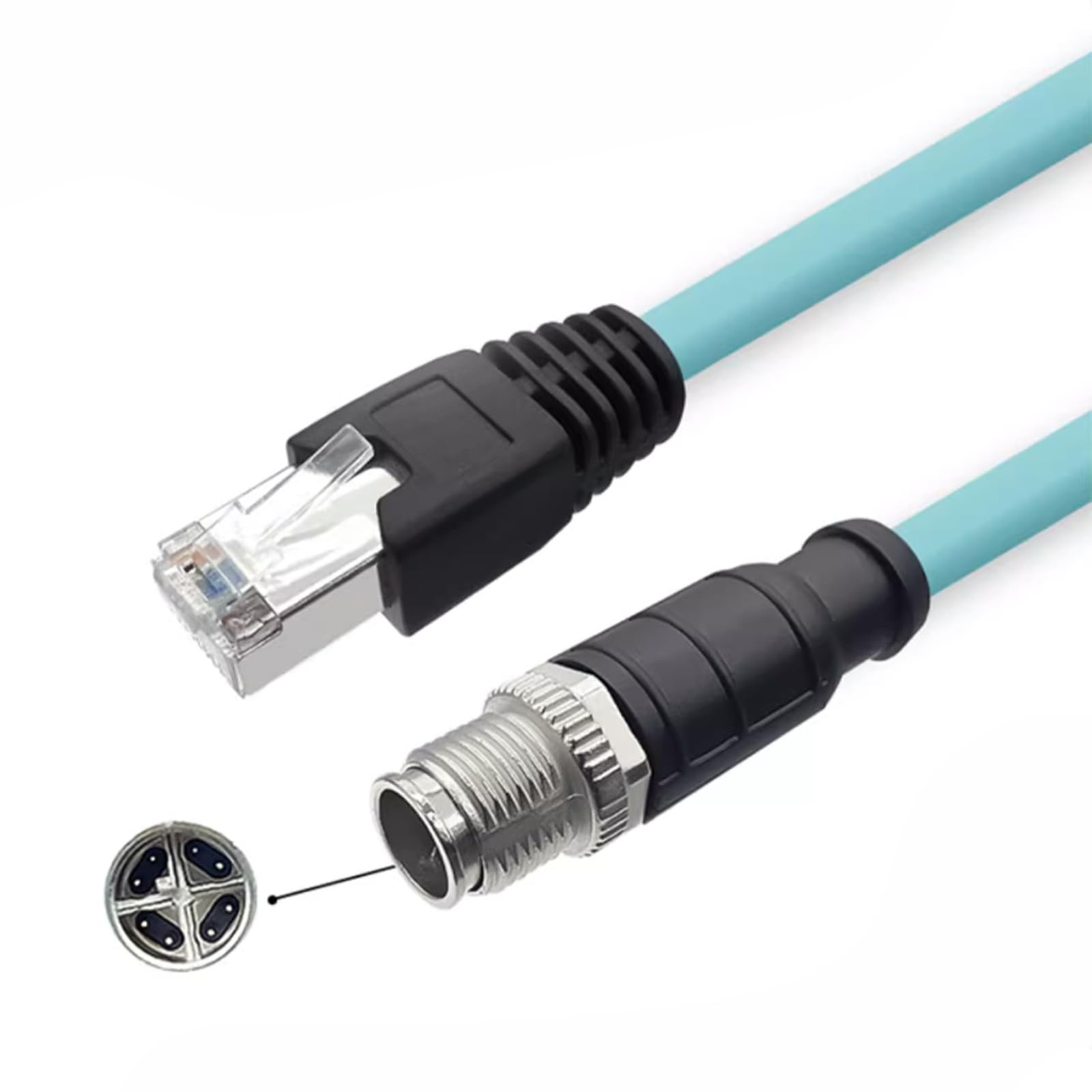 BOUUNCIY 3.28ft M12 8 Pin X Code Male to RJ45 High Flex 3.28ft, Blue 