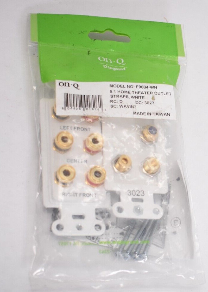 On-Q Legrand 5.1 Home Theater Outlet Straps White F9004-WH 3023 Surround Sound