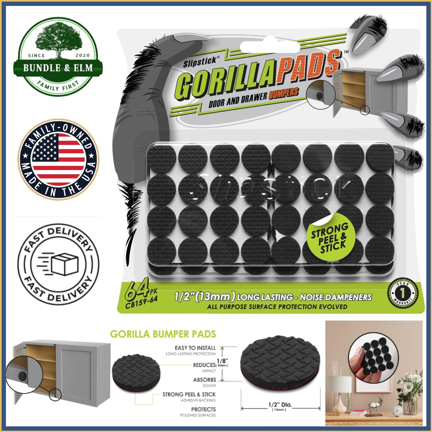 Durable Non-Slip Rubber Pads for Protecting Hard Surfaces and Reducing Impact