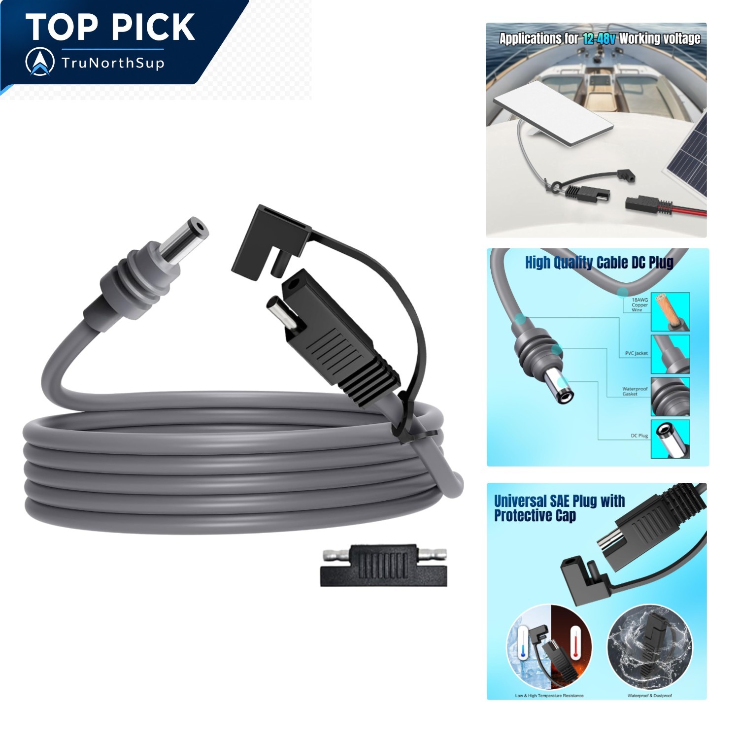 Mini Cable SAE Connector 9.8FT Power Cable for RV Boat Solar Panel Generator