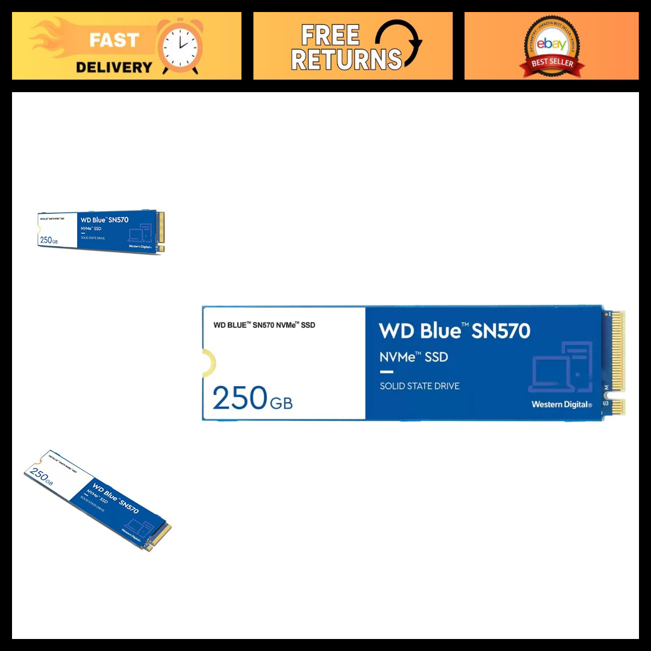 250GB NVMe M.2 SSD, Gen3 x4 PCIe, 3300MB/s Read Speed, Internal Solid State Driv