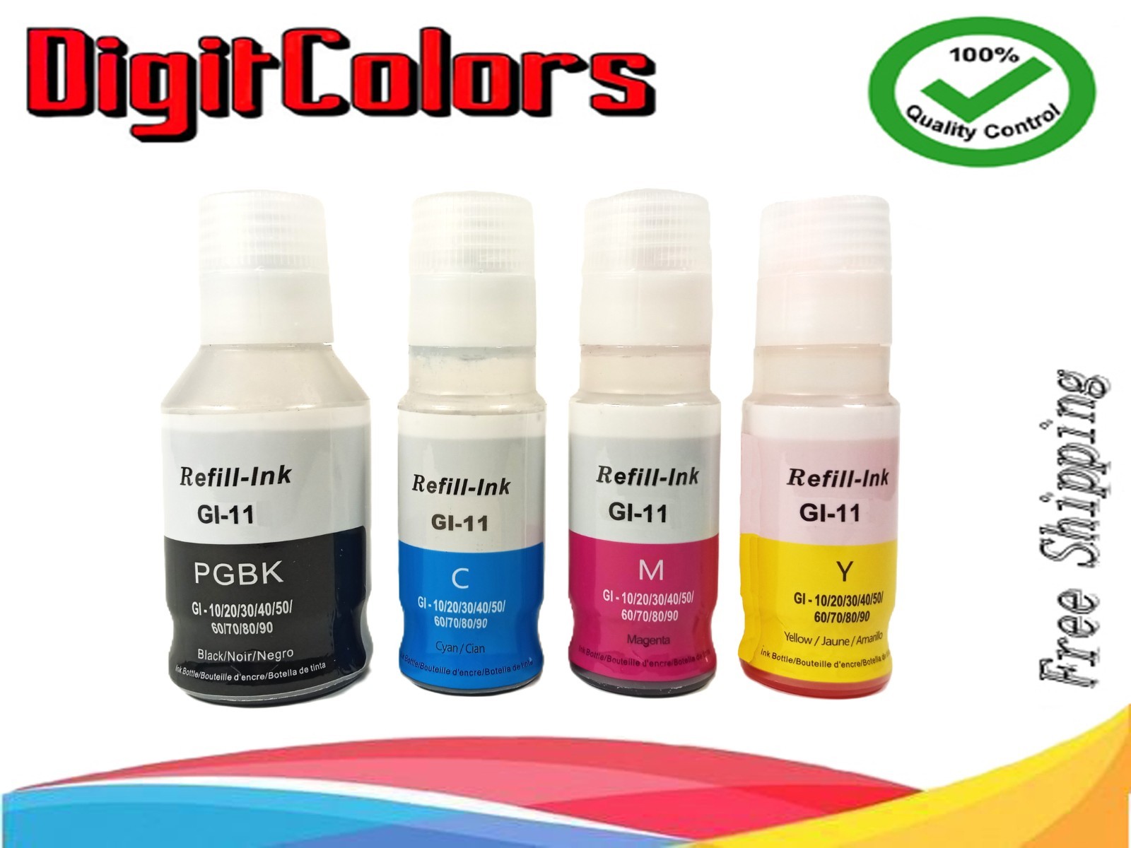 BKCMY GI-11  Ink Refill Bottle for use Canon PIXMA Mega tank G2160 G3160