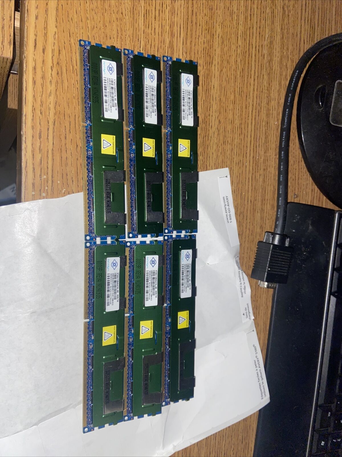 Lot of 6 Nanya 24GB (6x4GB) 2Rx4 PC3 8500R Memory Chip Set