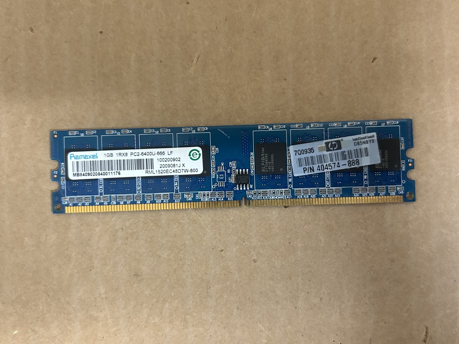 Ramaxel RML1520EC48D7W-800 1GB 1Rx8 PC2-6400U-666 LF Memory RAM