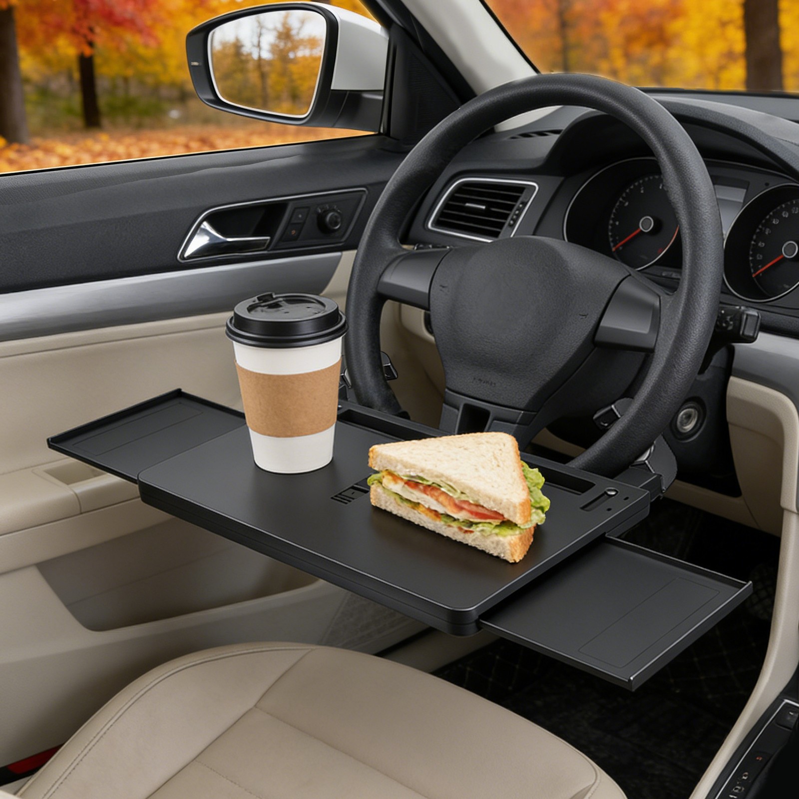 Car Steering Wheel Tray Desk Eating Table For Laptop Food Multifunctional
