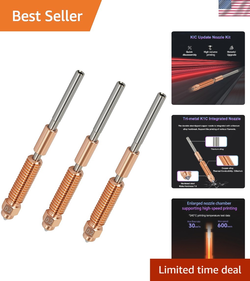 3PCS 0.2mm Unicorn Nozzle for Creality K1/K1 Max/Ender 3 V3 / V3 Plus / K1C /...