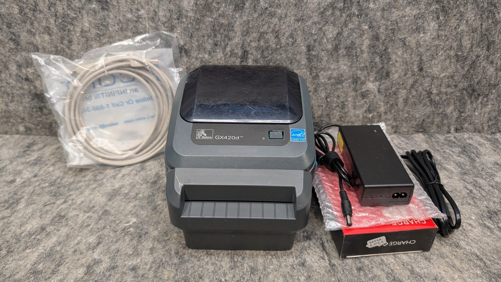 Zebra GX420D 203dpi Thermal Label Printer w/ Auto Front Cutter & Power Supply