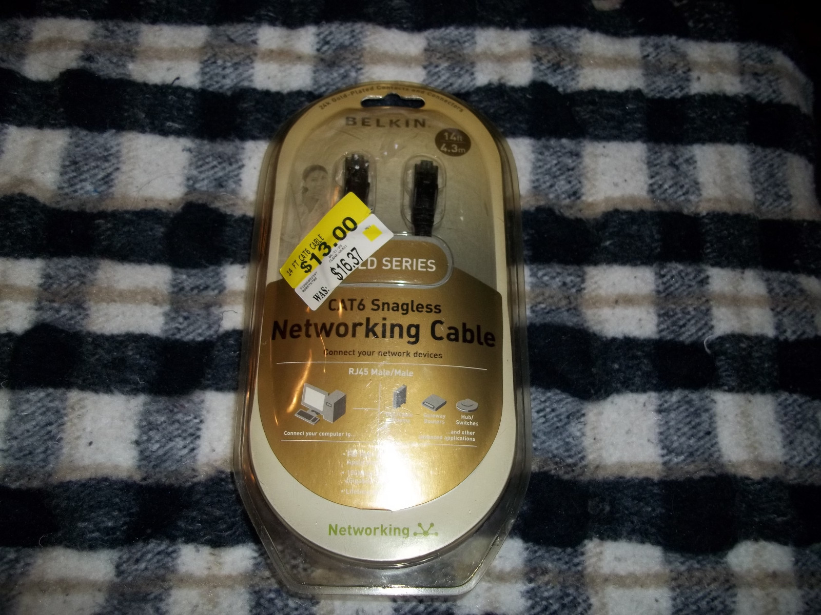  GOLD SERIES CAT6 SNAGLESS NETWORKING CABLE RJ45 MALE/MALE